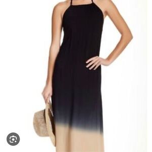 La Blanca navy ombré halter maxi dress size m